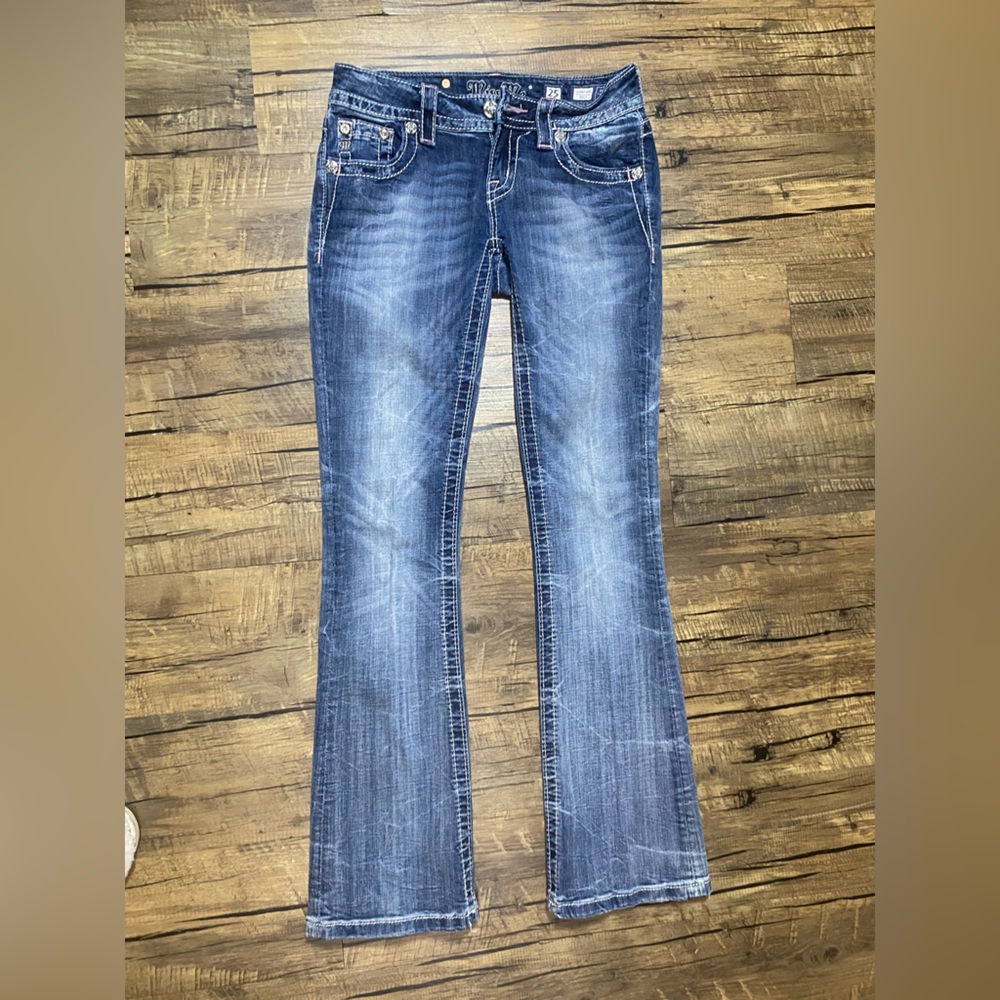 Miss Me Bootcut Jeans Women’s Size 25 Low Rise Rhinestone Embellished Pockets
